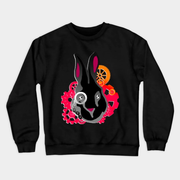 Dark Steampunk Rabbit Crewneck Sweatshirt by Not Meow Designs 